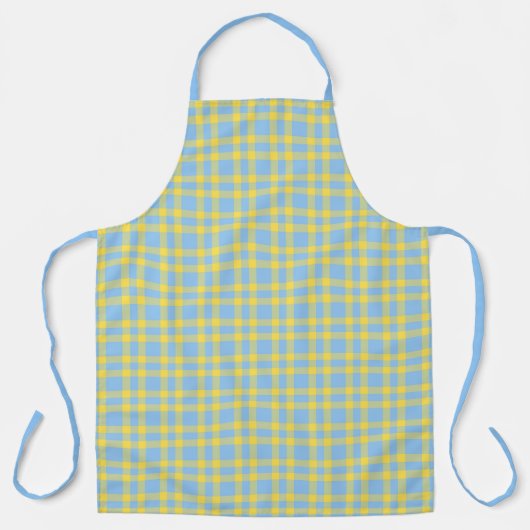 Blauw Geel Karo Patroon Schort (Voorkant)