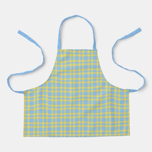 Blauw Geel Karo Patroon Schort (Voorkant)