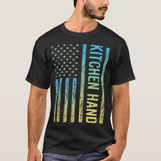 Blauw Geel Keuken Hand T-shirt (Voorkant)