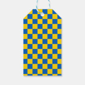 Blauw & geel kleurenvierkant / gecontroleerd patro cadeaulabel (Achterkant)