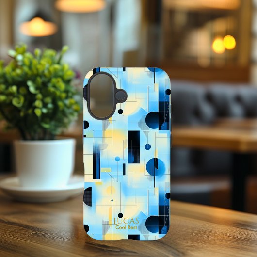 Blauw & Geel Koel Geometrisch Kunst Telefoonhoesje Case-Mate iPhone Case
