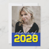 Blauw & geel krijtbord Filmstrip Afstuderen Kaart (Achterkant)