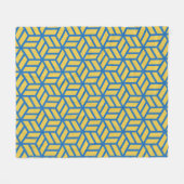 Blauw Geel Kubus Hexagon Geometrisch 3D Patroon Fleece Deken (Voorkant (Horizontaal))