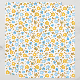 Blauw Geel Landelijk Lente Bloem Scrapbook Papier