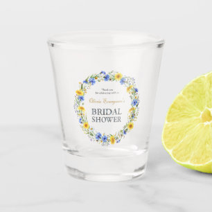 Blauw Geel Lavendel Wilde Bloemen Krans Dank je Shot Glas