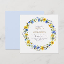 Blauw Geel Lavendel Wilde Bloemenkrans  Kaart