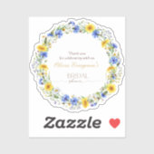 Blauw Geel Lavendel Wilde Bloemenkrans Sticker (Vel)