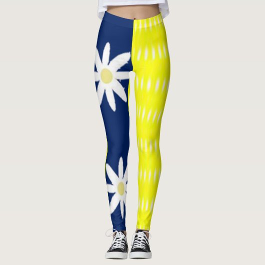 Blauw & Geel Leggings Lang (Voorkant)