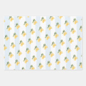 Blauw Geel Lemon Wrapping Paper Blad Set van 3 (Voorkant 2)