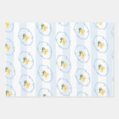 Blauw Geel Lemon Wrapping Paper Blad Set van 3 (Voorkant)