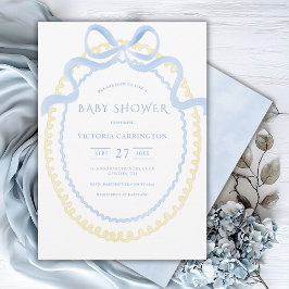 Blauw & Geel  lint Baby shower Kaart