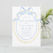 Blauw & Geel lint Baby shower Kaart (Staand voorkant)