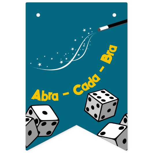 Blauw & Geel Magisch Gelukkige Verjaardag Vlaggetjes (Eerste vlag)