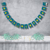 Blauw & Geel Magisch Gelukkige Verjaardag Vlaggetjes