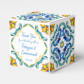 Blauw geel Majolica tegels Mediterraan gebruik Bedankdoosjes (Voorkant Zijde)