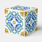 Blauw geel Majolica tegels Mediterraan gebruik Bedankdoosjes (Achterkant)