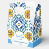 Blauw geel Majolica tegels Mediterraan gebruik Bedankdoosjes (Geopend)