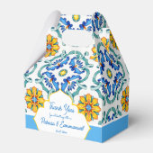 Blauw geel Majolica tegels Mediterraan gebruik Bedankdoosjes (Voorkant Zijde)