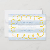 Blauw Geel Mediterraan Citroen Bruiloft Bedankkaart (Voorkant)