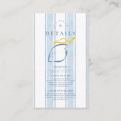 Blauw Geel Mediterraan Lemon Wedding Informatiekaartje (Voorkant)