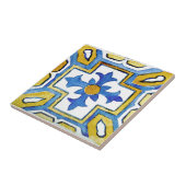 Blauw & Geel Mediterraans Patroon Waterverf Tegeltje (Zijkant)