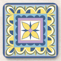 Blauw & Geel Mexicaans Talavera-tegel