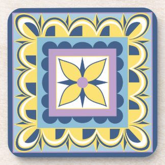 Blauw & Geel Mexicaans Talavera-tegel Bier Onderzetter