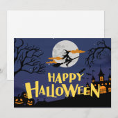  Blauw Geel Modern Gelukkig Halloween  Feestdagenkaart (Voorkant / Achterkant)