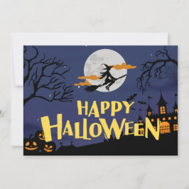 Blauw Geel Modern Gelukkig Halloween Feestdagenkaart