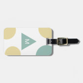 Blauw Geel Modern Geometrisch Monogram Bagagelabel (Voorkant horizontaal)