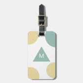 Blauw Geel Modern Geometrisch Monogram Bagagelabel (Voorkant verticaal)