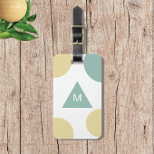 Blauw Geel Modern Geometrisch Monogram Bagagelabel