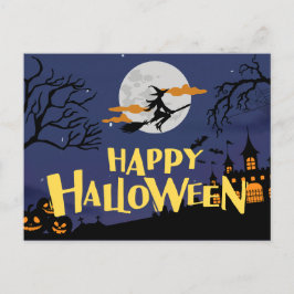 Blauw Geel Modern Happy Halloween Feestdagenkaart
