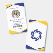 Blauw & Geel Modern Zakelijk ID Kaart Badge (Voor- en achterkant)