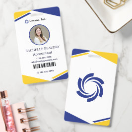 Blauw & Geel Modern Zakelijk ID Kaart Badge