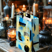 Blauw & Geel Moderne Geometrische Serenity Art Klein Cadeauzakje