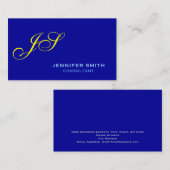 Blauw geel Monogram Consultant Visitekaartje (Voorkant / Achterkant)