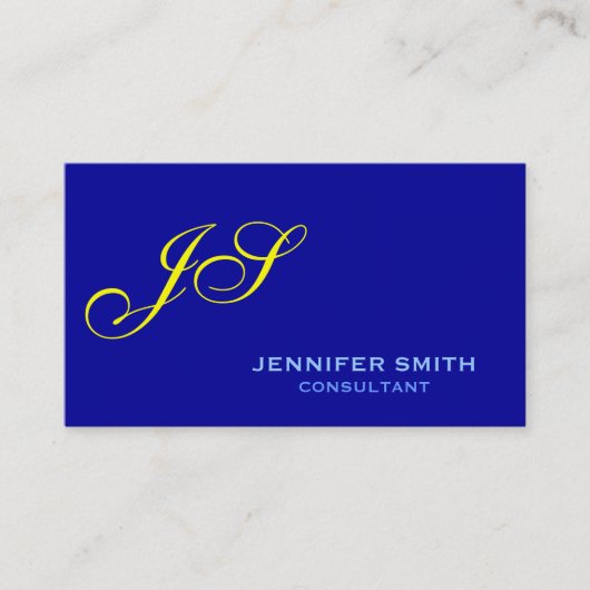 Blauw geel Monogram Consultant Visitekaartje (Voorkant)