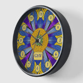 Blauw & geel Mosaic Modern Roman look & Initialen (Hoek)