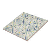 Blauw & Geel Mozaïek Diamant Print Keramische Tege Tegeltje (Zijkant)