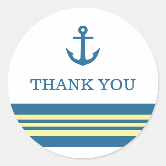 Blauw Geel Nautisch Anker Dank u Stickers (Voorkant)