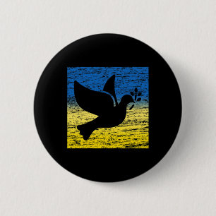 Blauw Geel Oekraïense Vlag Duif Oekraïense Vrede V Ronde Button 5,7 Cm