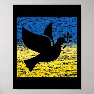 Blauw Geel Oekraïense Vlag Duif Oekraïense Vredesd Poster