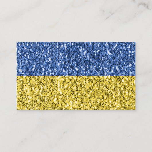 Blauw geel Oekraïense vlag glitters nep vonken Visitekaartje (Voorkant)