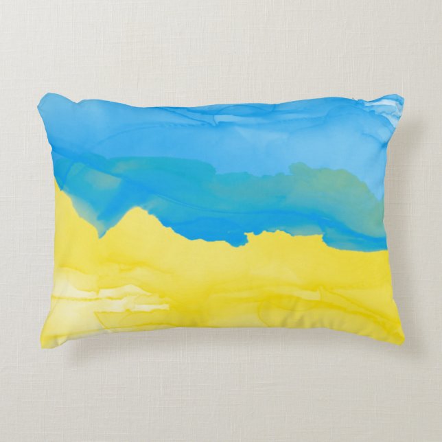 Blauw Geel Oekraine Accent Kussen (Voorkant)
