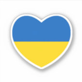 Blauw Geel Oekraïne Hart Steun Sticker (Voorkant)