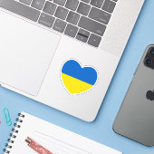 Blauw Geel Oekraïne Hart Steun Sticker (Laptop met iPhone)