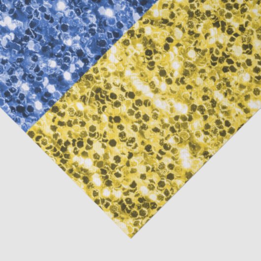 Blauw geel Oekraïne vlag glitters nep glitters Tissuepapier (Detail)