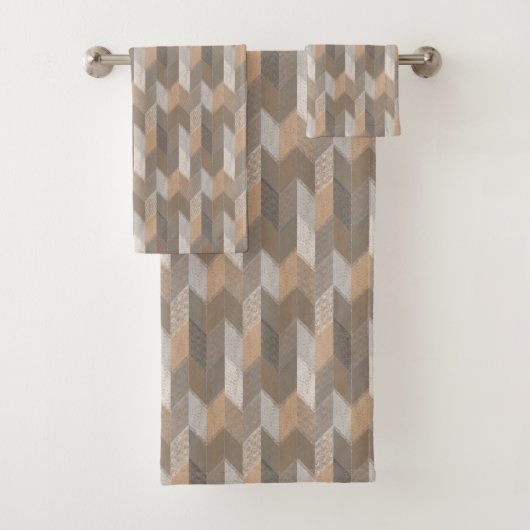 Blauw, geel, olijf Chevron. Bad Handdoek (Insitu)