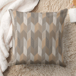 Blauw, geel, olijf Chevron. Kussen